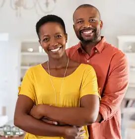 Man_Woman_Black_30s-40s_SmilingTogether_HomeKitchen
